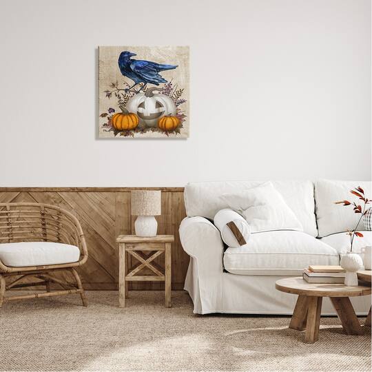 Stupell Industries Raven & Jack-o'-Lantern Canvas Wall Art